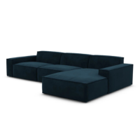 Stacele canapé d'angle droit en velours bleu pétrole