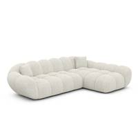 Sigono canapé d'angle droit en tissu bouclé blanc