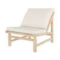 Narel fauteuil de jardin en teck massif et coussins blanc cassé