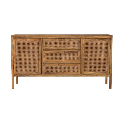 Bombo buffet 2 portes et 3 tiroirs en cannage et bois