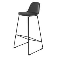 Yce chaise table haute noire en PU et pieds traîneaux en métal noir H75