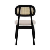 Musea chaise en cannage de rotin, tissu beige et bois noir
