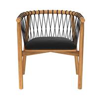 Almeria fauteuil de jardin en teck et tissu noir