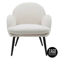 Oreo fauteuil en tissu effet laine bouclette blanc