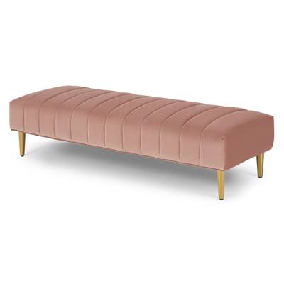 Amicie banquette tapissée velours rose poudré
