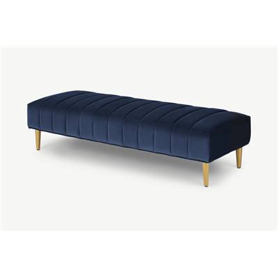 Amicie banquette tapissée velours bleu roi et laiton
