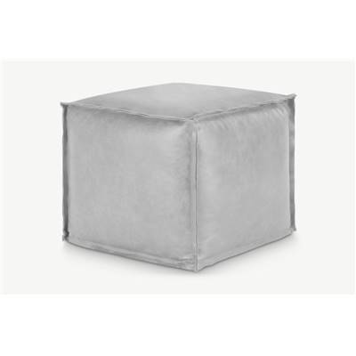 Kirby pouf forme cubique, en cuir gris