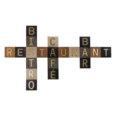 Plaque Lettres Restaurant-Café-Bistro-Bar 100 x 60 cm