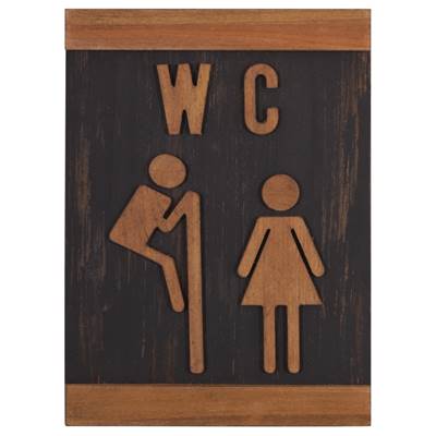 Panneau bois WC 21 x 16 cm