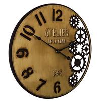 Horloge pendule laiton + rouages Atelier de la gare Ø 59 cm