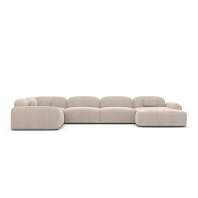 Buccana canapé panoramique d'angle droit en tissu texturé beige
