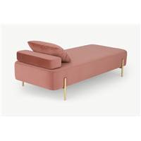 Asare banquette-lit velours rose blush