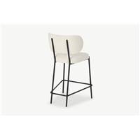 Asare tabouret en tissu bouclé blanc