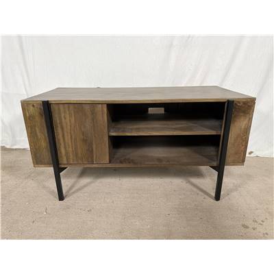 Morland meuble TV compact bois de manguier et noir