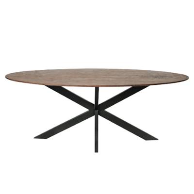 Taalika table à manger manguier effet noyer et métal 200cm