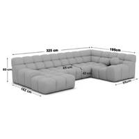Boon canapé panoramique d'angle gauche en velours beige foncé