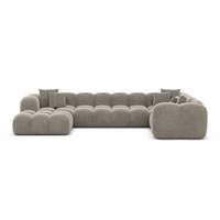 Cotton canap panoramique angle gauche en velours beige fonc