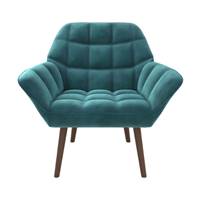 Jules fauteuil en velours bleu canard