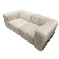 Canapé 2 places en velours 2 teintes de beige
