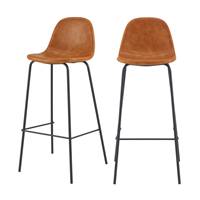 Vladi chaise de bar vintage en cuir synthétique camel H75