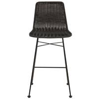 Cassita chaise de bar en résine tressée noir et métal noir