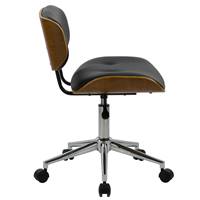 Bent chaise de bureau noir et bois à roulettes avec pied métal