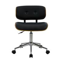 Bent chaise de bureau noir et bois à roulettes avec pied métal