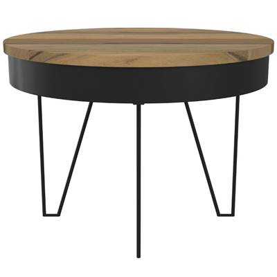 Manha table basse ronde en bois d'acacia et métal noir ø60