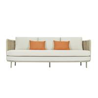 Saona canapé d'extérieur 3 places tissu blanc et métal taupe