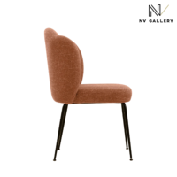 Tulipe chaise en tissu rouge brique et métal noir