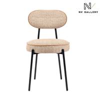 Adelia chaise en tissu jaune moucheté et métal noir
