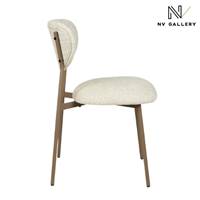 Bonnie chaise en chenille beige et métal cappuccino