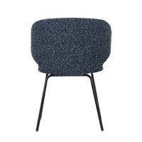 Grolette chaise en tissu bleu crépuscule et pieds métal noir