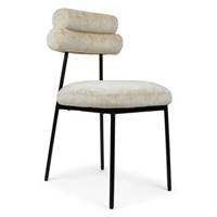 Glorys chaise en tissu beige satiné et pieds noirs