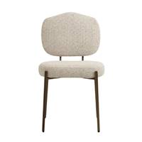 Breka chaise en tissu beige cappuccino et métal chocolat