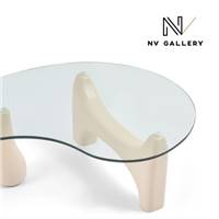 Cara table basse en verre et bois beige