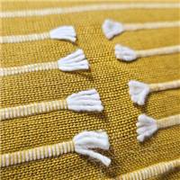 Chik coussin carré 40x40 coton jaune mini franges blanches