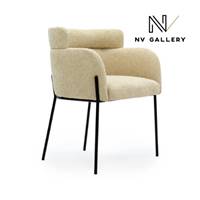 Baita chaise en tissu tweed sable et métal noir