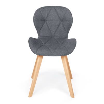 Elova chaise en tissu gris foncé dossier arrondi pieds bois