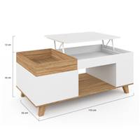 Boston table basse relevable et coffre de rangement bois et blanc