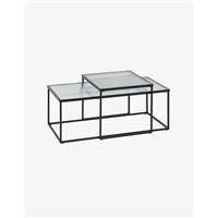 Endor ensemble de 2 tables basses en acier et verre trempé