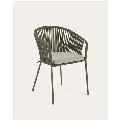 Moka chaise en corde verte et pieds acier galvanisé