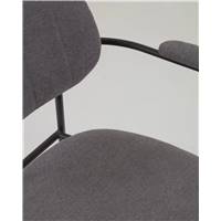 Kana chaise en chenille gris foncé et acier noir