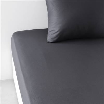 Essential drap housse 140x190 23cm coton fusain