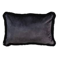 Holstein coussin rectangulaire velours noir et blanc vachette 45x30cm
