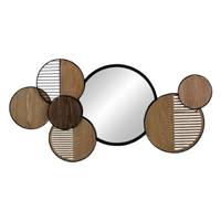 Aenor décoration murale miroir rond bois naturel et noir