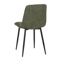 Nancy chaise matelassée vert en tissu grosse maille pieds métal