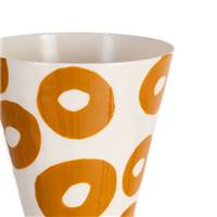 Issla vase blanc motif rond moutarde en métal H23.5