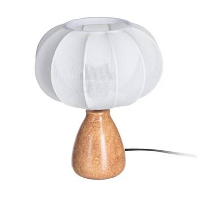Sorella lampe de table céramique effet marbre liège et abat-jour tissu blanc H25