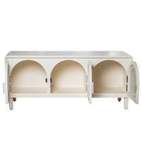Tara buffet bas en bois mdf blanc 3 portes vitrées L120cm